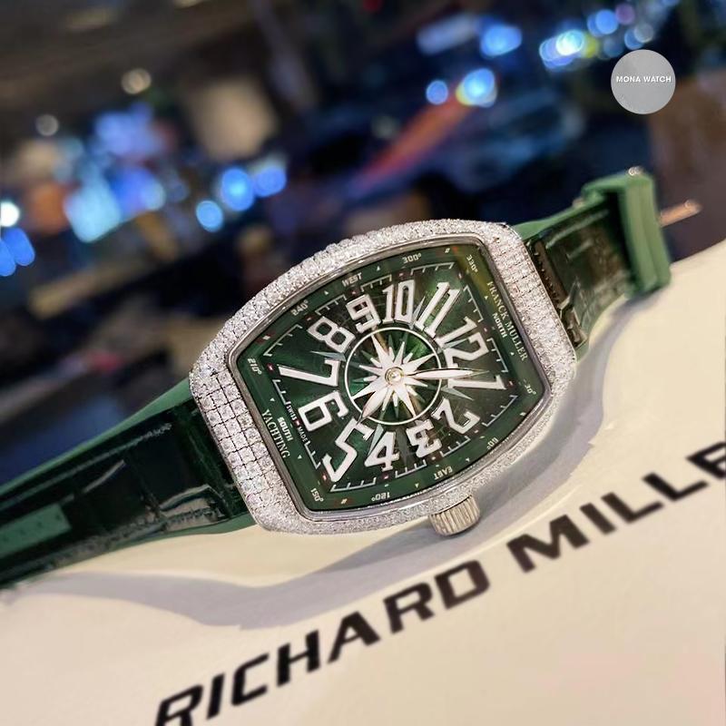 Franck Muller Vanguard V32 Stell Custom Full Diamond_Xanh_06