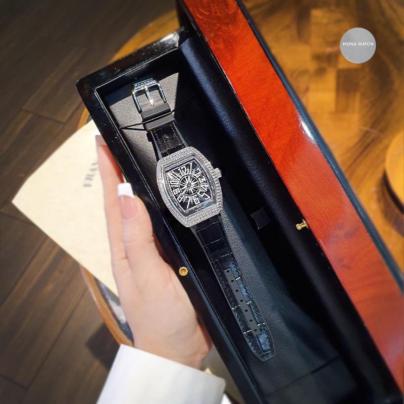 Franck Muller Vanguard V32 Stell Custom Full Diamond_đen